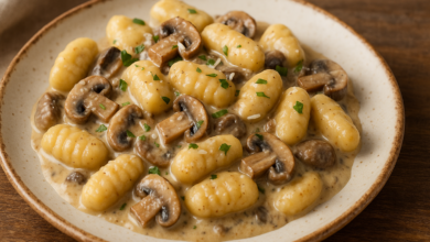 Potato Gnocchi with Mushroom Sauce
