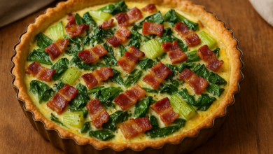 Savory Tart with Bok Choy, Bacon, and Parmesan
