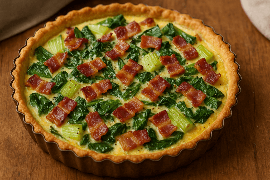 Savory Tart with Bok Choy, Bacon, and Parmesan